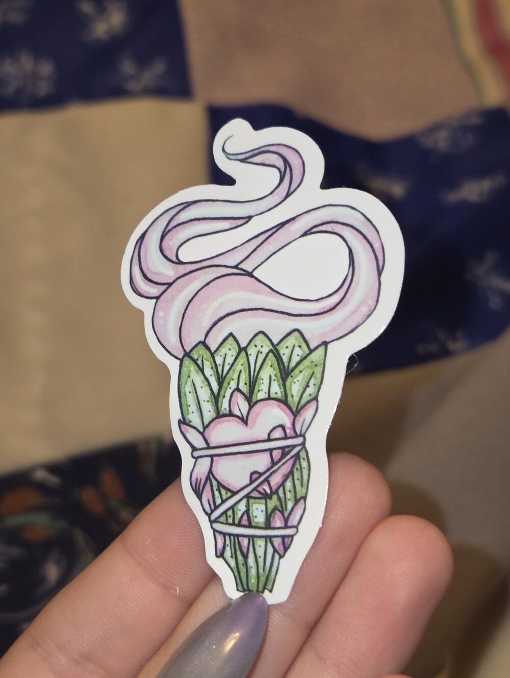 Pink and Green Heart Bouquet Sticker - Home Art